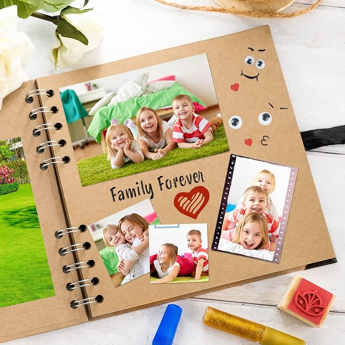 Scrapbook Album, 36 Pages, 7 x 7 Inch, Brown Photo Album, Scrap Book | Hardcover with Thick 200 GSM Kraft Paper, Ideal for Your Scrapbooking Albums, Art & Craft Projects (Brown, 7 x 7 Inch)