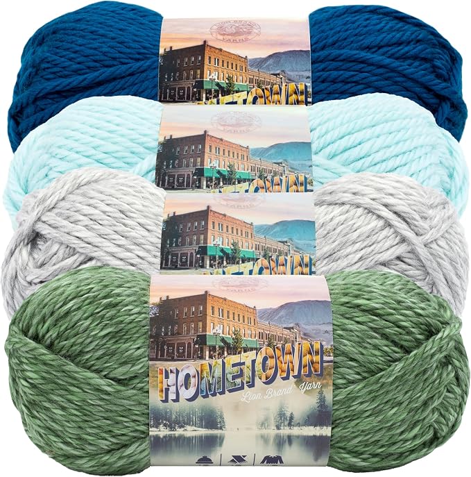Lion Brand Yarn, Hometown Super Bulky Yarn, Dockside Pack, 4 Skeins