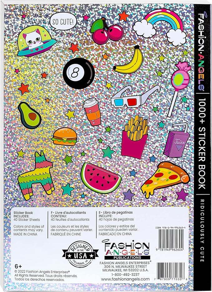Fashion Angels 1000+ Ridiculously Cute Stickers | 40-Page Sticker Book, Fun Craft for Scrapbooks, Planners, Gifts & Rewards, For Kids Ages 6+