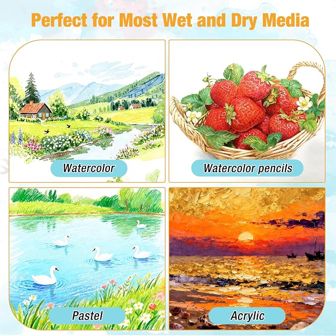 Creazic Water Color Paper 8.5"x11", Cold Pressed Watercolor Paper Book