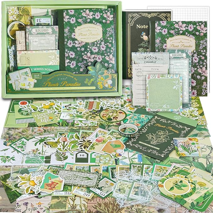 Scrapbooking Supplies Kit, A6 Grid Notebook, Vintage Junk Journaling Kit