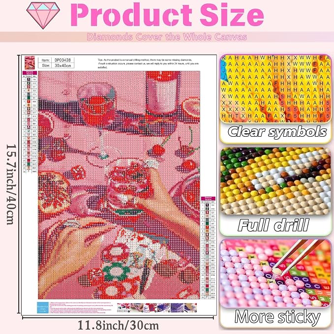 Fashion Pink Square Diamond Art Kits for Adults Diamond Painting Kit