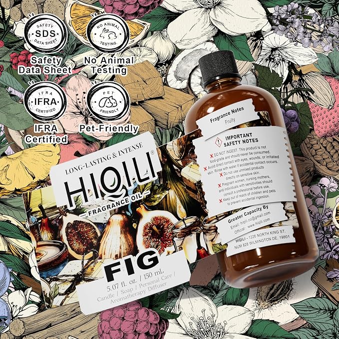 HIQILI Fig Fragrance Oil, DIY Perfume, Add to Bath & Body Products - 150ML