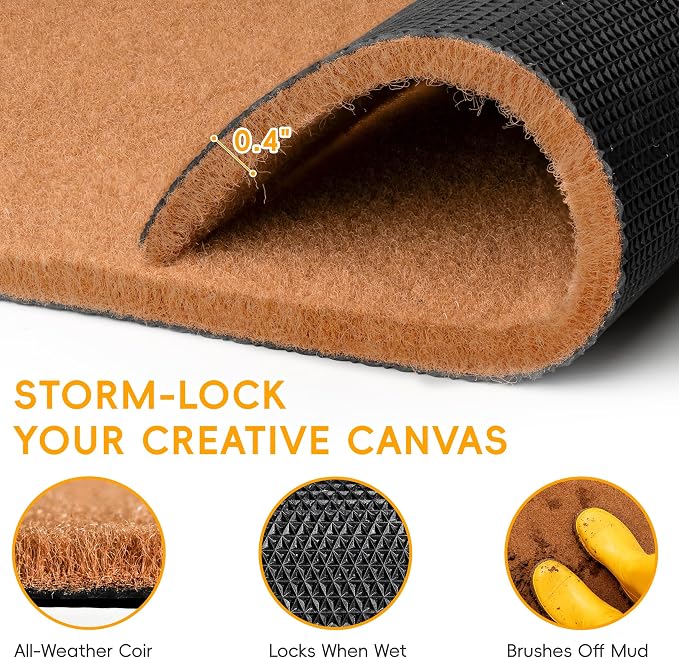 6 Pack Blank DIY Door Mats for Crafting and Painting, 30 x 17 in | Blank Faux Coir-Style Surface, 0.4 In Low Profile, Non-Slip Backing, For Painting, Stenciling, Heat Transfer and Group Crafts