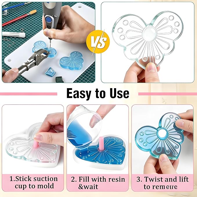Resin Hole Maker 35 Pcs 7 Sizes Drill-Free Silicone Inserts for Epoxy Resin