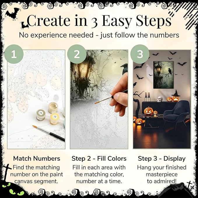 Ausanrl Gothic Framed Paint by Numbers Wooden Easel - Paint by Numbers Kit for Adults, Halloween Adult Paint by Number Kits on Canvas Framed, Gifts and Home Wall Decor 12x16inch