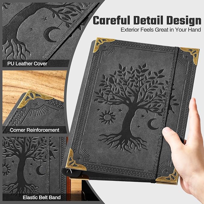 Ovesmusl PU Leather A5 Binder 6 Ring Refillable Journal Cover 6.8”x9.2”