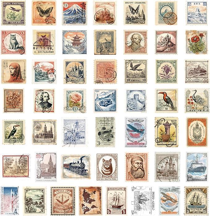 Vintage Scrapbook Stickers Set, Retro Stickers for Bullet Journal, Antique Looking Sticker for Junk Journal Collage Album (Memory Stamp 100pcs)