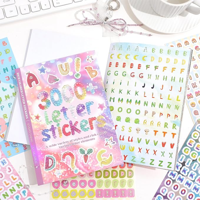 3000+ Pcs Alphabet Sticker for Journaling,Fun & Colorful Craft Letter Stickers for Junk Journal, Scrapbooking Supplies, Ideal DIY Decorative Gift for Women Teen Girls