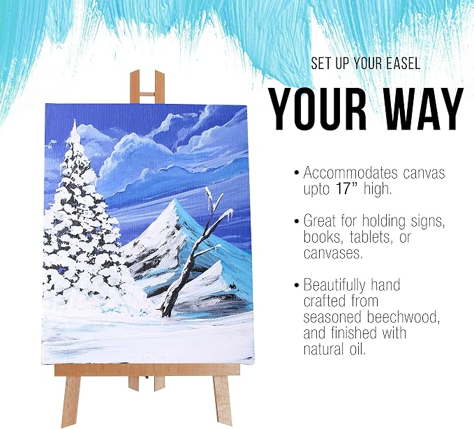 U.S. Art Supply 18" Large Tabletop Display Easel - Beechwood Artist A-Frame Display Stand, Wooden Easel for Painting, Canvas Stand, (Pack of 12) Classrooms Events Photo Picture Sign Holder | Artist A-Frame Display Stand, Wooden Easel for Painting, Canv...