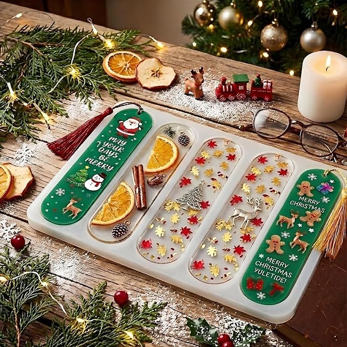 Christmas Resin Bookmark Mold,13-Cavity Different Shape Bookmark Resin Mold