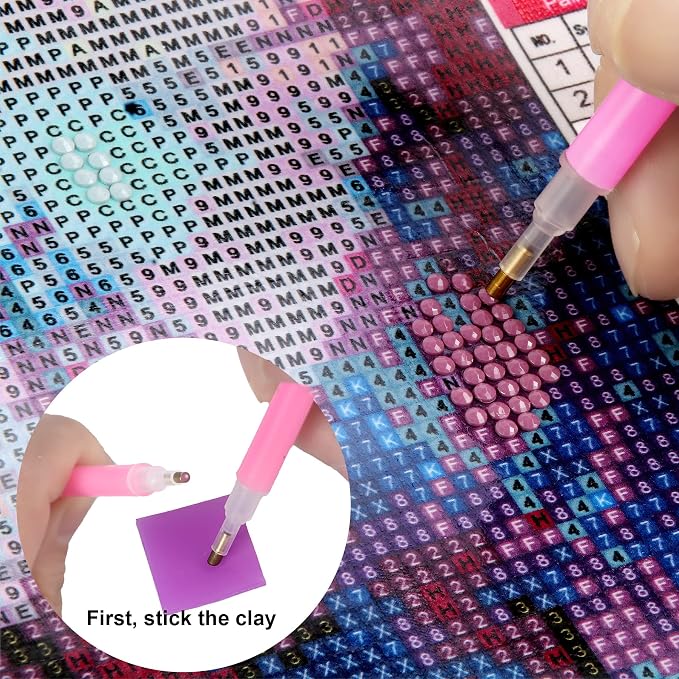 FEBSNOW 60Pcs Painting Glue Clay DIY Diamond Embroidery Wax Tool Set | Diamond Art Wax Pads, Purple Color Putty, Wax Refills for Crafters, Diamond Art Painting Accessories and Tools