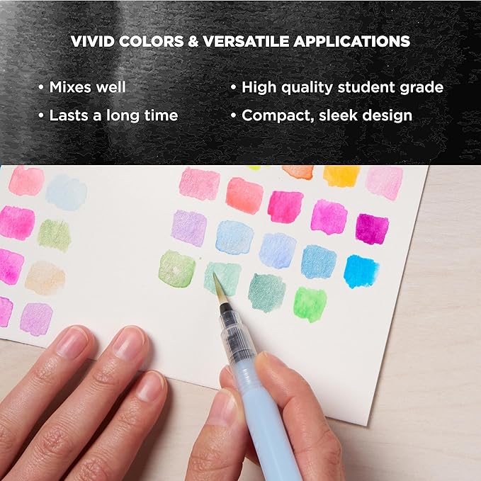 SAKURA Koi Pocket Field Sketch Kit, 24 Colors, with Water Brush | Watercolor Sets for Painting On the Go, Includes Water Brush, Sponge, and Mixing Palette, Portable Travel Art Kit