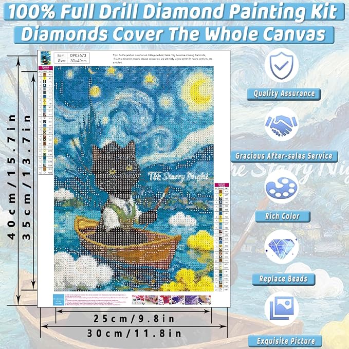 Black Cat Diamond Art Kits for Adults Cute Diamond Painting Kit Beginner