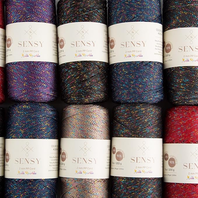 S Sensy 2mm-Polypropylene Macrame Cord 5 Pack Anthracite Multi Sparkle 252y