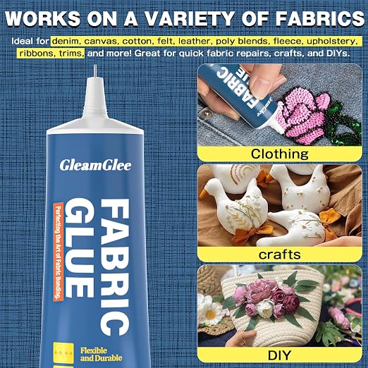 Fabric Glue Permanent, Extra Strong Clear Washable Fabric Adhesive