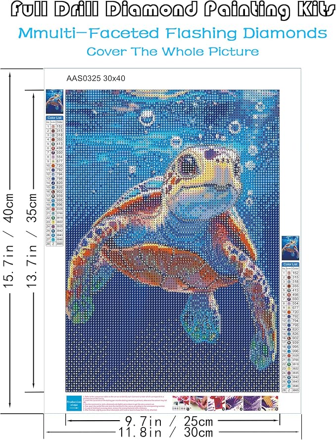 Sea Turtle Diamond Art Kits for Adults, Diamond Painting Kits for Adults