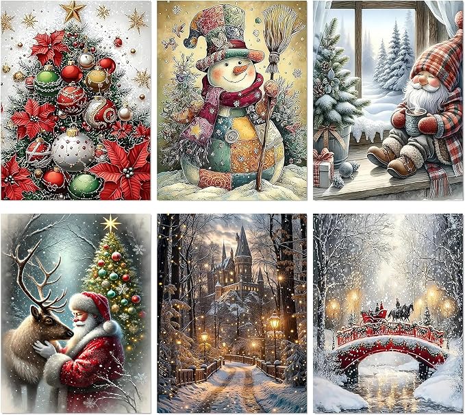 6 Pack Christmas Diamond Art Kits for Adults Christmas Diamond Painting Kit