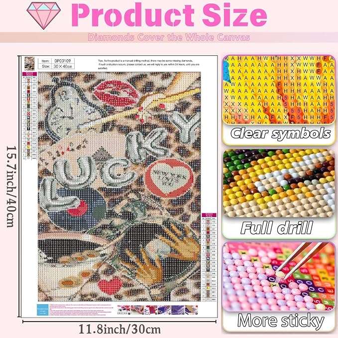 BAWKENTON Lucky Diamond Art Kits for Adults Diamond Painting Kit for Adult