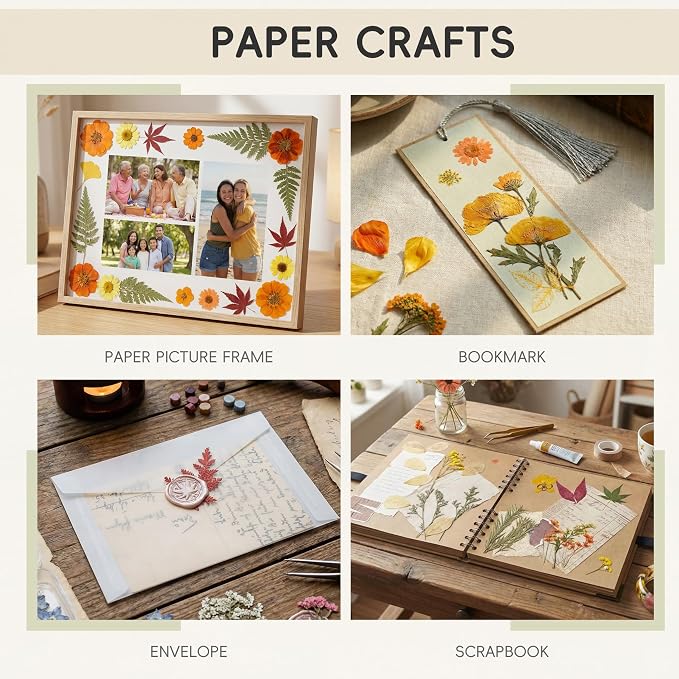 LUXEEASE 80P Autumn Tone Dried Pressed Flowers