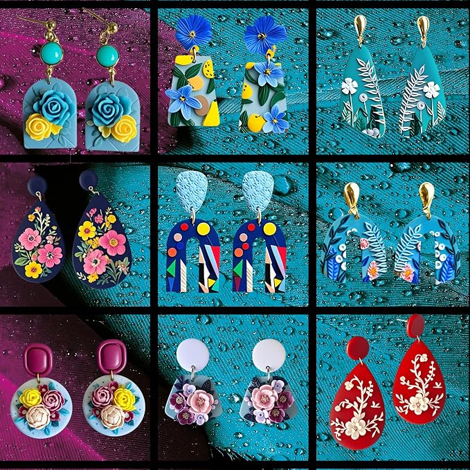 18 pcs Polymer Clay Cutters, Clay Cutters for Polymer Clay Jewelry, Basic Polymer Clay Cutters, Clay Earrings Cutters，Comfortable Earring Cutter，Christmas Tools 3D Printer Spring mom cortadores
