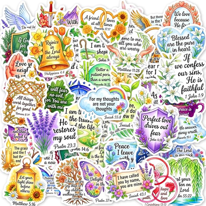 50PCS Christian Bible Verse Stickers, Scripture Stickers