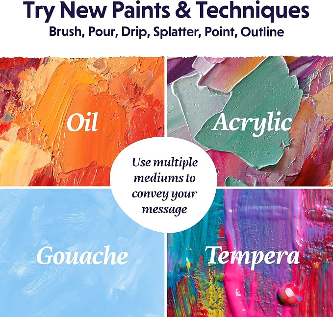 Crafts 4 All Stretched Canvas Boards for Painting - 12 Pack of 8x10 Blank Art Canvases, Framed Canvas for Painting with Acrylic & Oil Paint, Pencil, Pastels, Charcoal