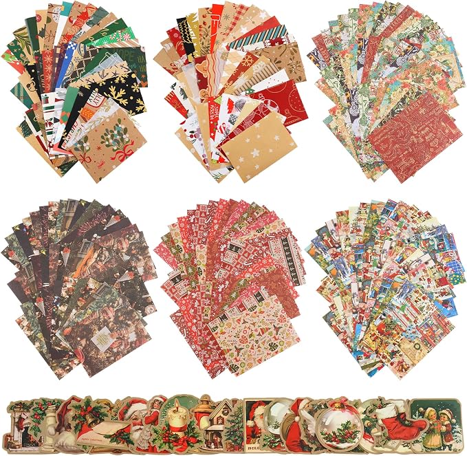 DOLEEYAE 287pcs Vintage Junk Journal Kit, Scrapbook Paper & Stickers