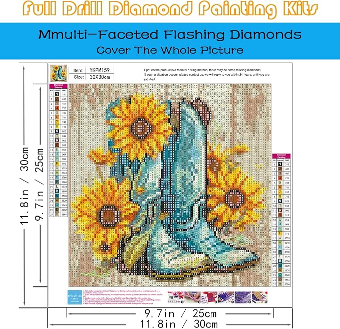 Cowboy Boot Diamond Painting Kits for Adults, Diamond Art Kits for Adults