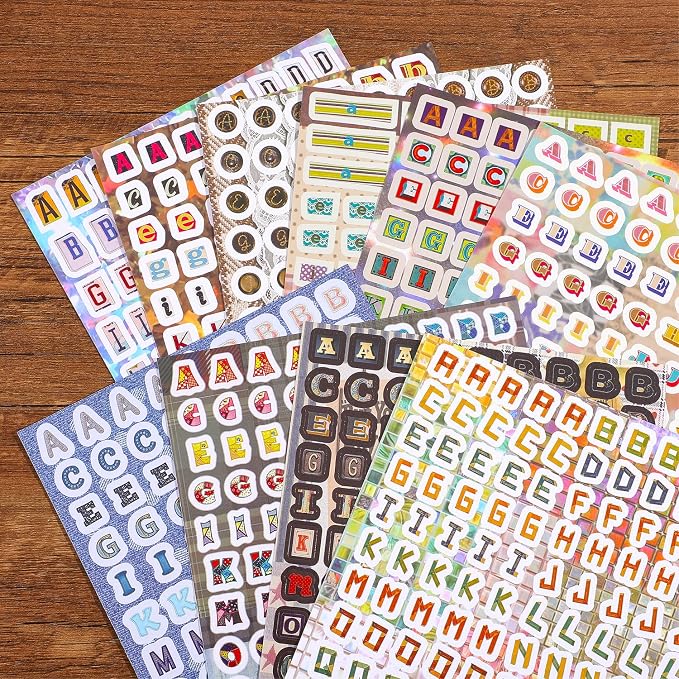 2600+ Pcs Retro Alphabet Sticker Book, Vintage Letter Decorative Stickers for Junk Journal Scrapbooking Planner Card Making, Ideal DIY Craft Gift for Women Teens Girls