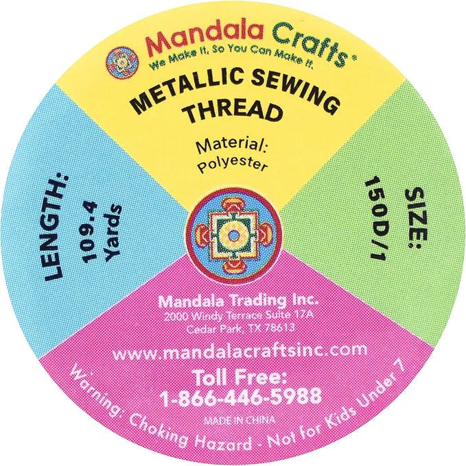 Mandala Crafts Metallic Black Embroidery Floss for Sewing, 218 Yard Spool