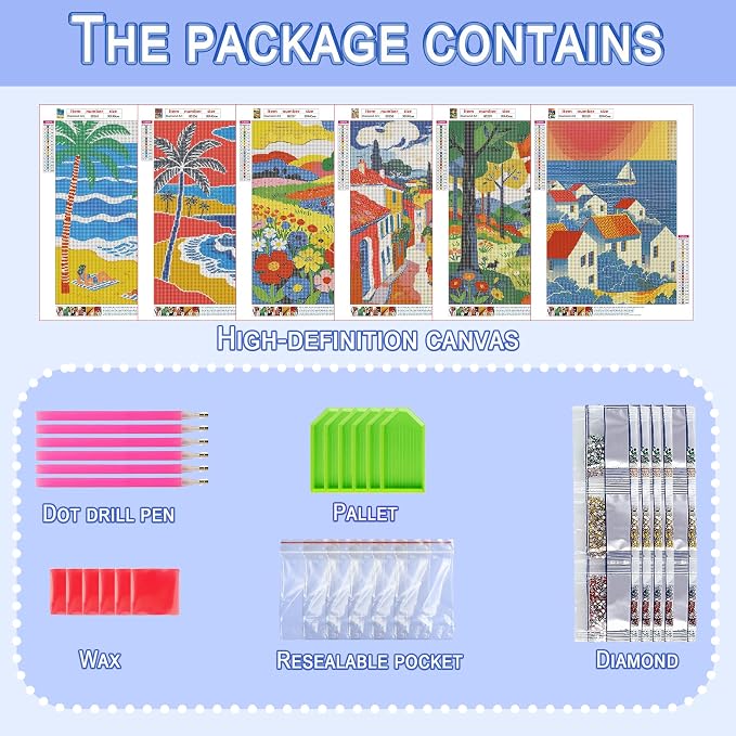 Leatrice 6 Pack Landscape Diamond Painting Kits for Adults 11.8x15.7 Inches