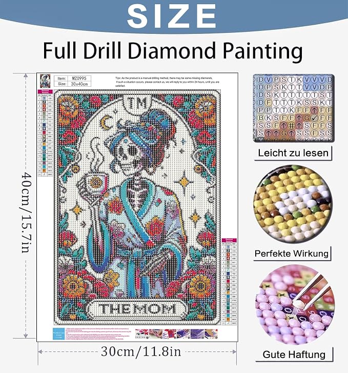 Benjenes Skull Diamond Art Kits for Adults, Tarot Diamond Painting Kits