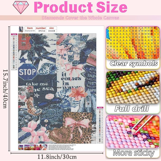 BAWKENTON Girly Diamond Art Kits for Adults Diamond Painting Kit for Adults