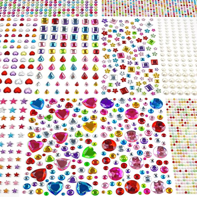 3528 PCS Gem Stickers - Self Adhesive Scrapbook Supplies | Rhinestones for Crafts Supplies,Small Earrings Face Nail Jewels for Kids - Face Gems Body Glitter Hair Jewelry for Women School Halloween