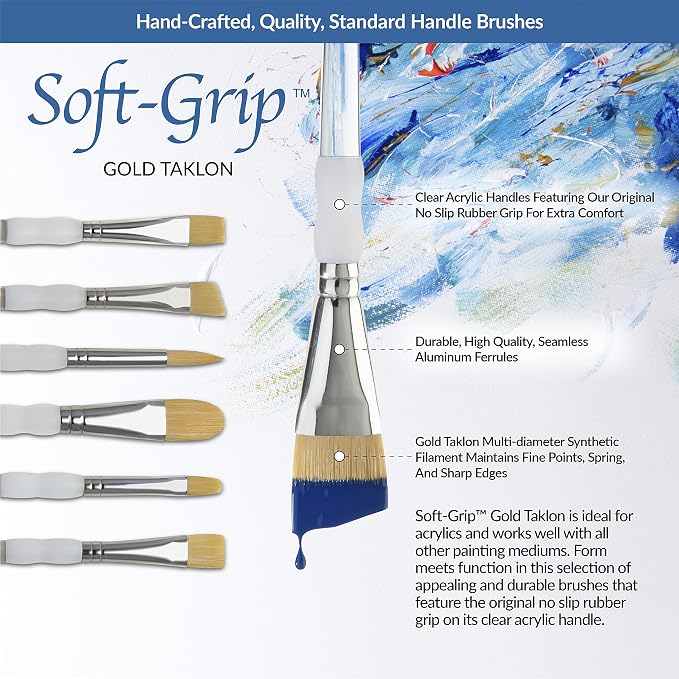Royal & Langnickel - 5pc Soft Grip Gold taklon Paint Brush Set, Round | SG303
