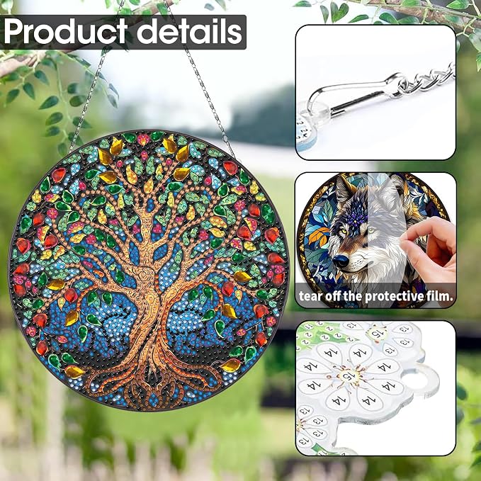 SKRYUIE Tree Hanging Pearl Diamond Art Kits for Adults Suncatcher A56