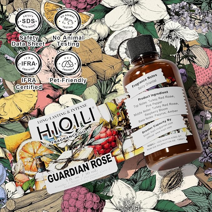 HIQILI Guardian Rose Fragrance Oil for Candle, Soap & Perfume - 1 Fl Oz