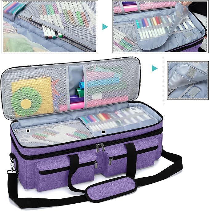 LUXJA Double-layer Bag for Cricut Explore Air (Air2) and Maker, Purple