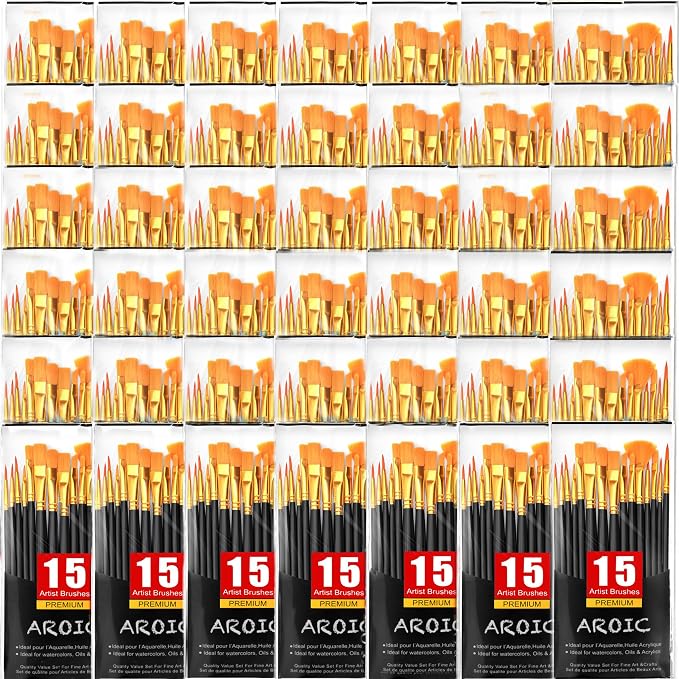 AROIC Acrylic Paint Brush Set,100 packs/1500pcs Nylon Hair Paint Brushes | Watercolor Rock Face Painting Brush, Artist Craft Brush Supplies, Paint Brush For All Purposes Children Adult painting Black