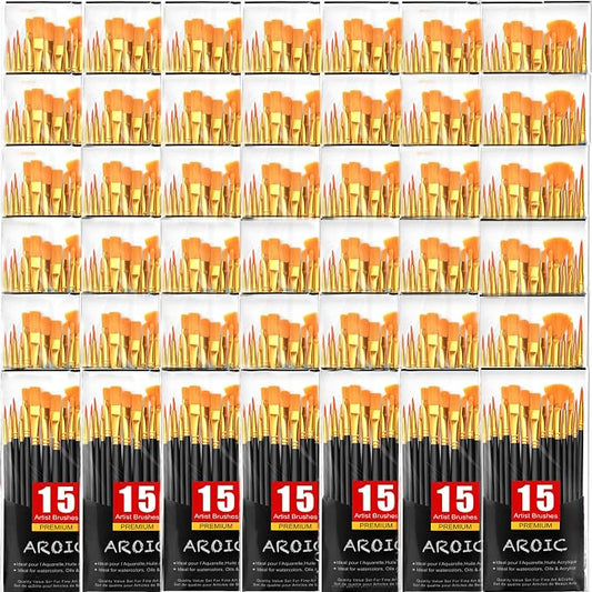 AROIC Acrylic Paint Brush Set,100 packs/1500pcs Nylon Hair Paint Brushes | Watercolor Rock Face Painting Brush, Artist Craft Brush Supplies, Paint Brush For All Purposes Children Adult painting Black
