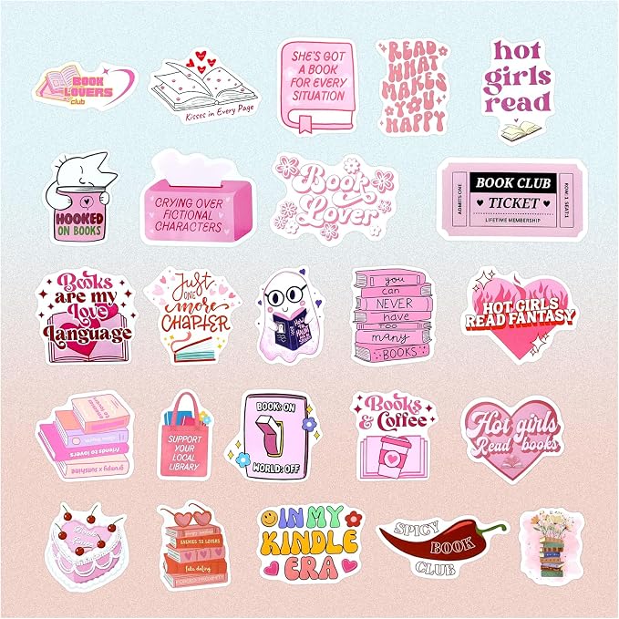 EOAOD 200 Book Stickers for Kindle, Smutty Bookish Stickers for Adults | Waterproof Vinyl for Laptops, Water Bottles, Journals and E-Readers, Made for Romance Fans, Book Lovers and BookTok Gifts