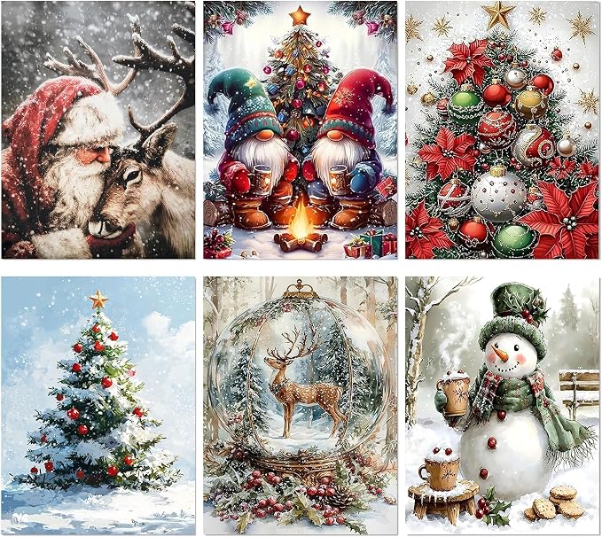 6 Pack Diamond Art Kits for Adults Christmas Diamond Painting Kits 12x16 In