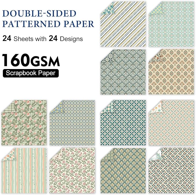 Early Spring Scrapbook Paper Pad - 24 Sheets 12x12 inches Double-Sided Pattern Decorative Scrapbooking Paper for DIY Scrapbook Journal Photo Album Crafts Cardmaking