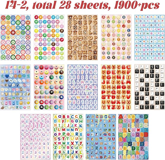 1900+Pcs Alphabet Letter Stickers Book for Journal Scrapbook Stickers