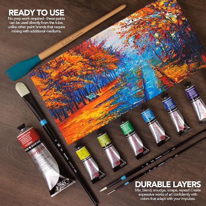 Daler Rowney Georgian Oil Paint Crimson Alizarin 38ml Tube - Art Paints for Canvas Paper and More - Oil Painting Supplies for Artists and Students - Artist Oil Paint for Any Skill Set
