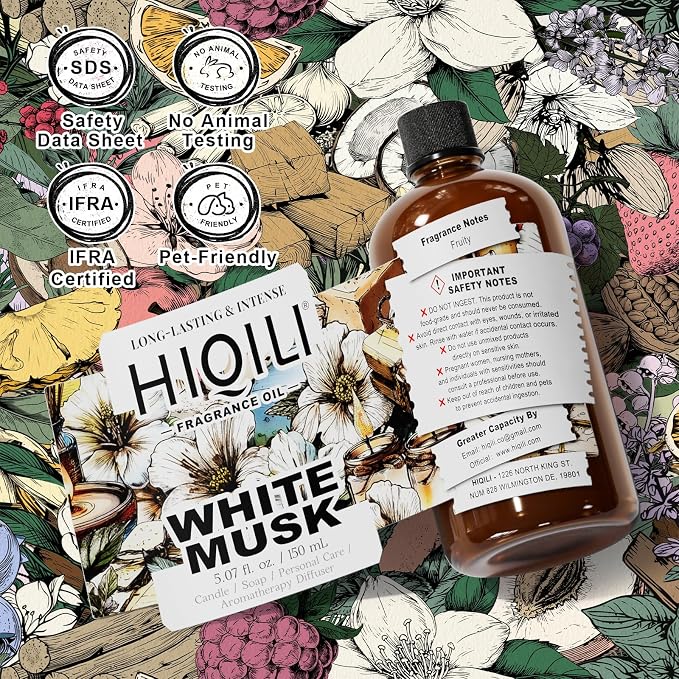 HIQILI White Musk Fragrance Oil, Musk Perfume for Women - 5.07 Fl Oz