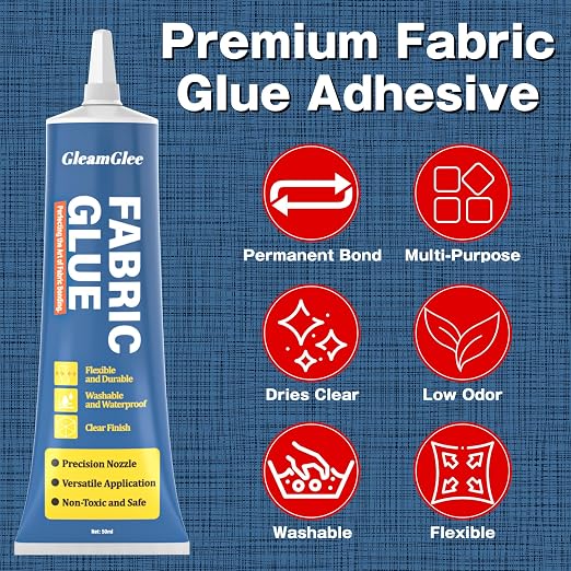 Fabric Glue Permanent, Extra Strong Clear Washable Fabric Adhesive