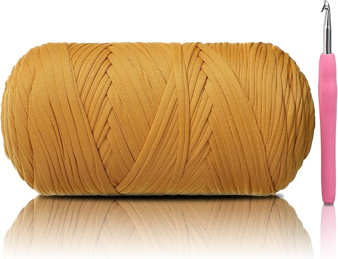 2 Pack T-Shirt Yarn - Together 800g/236 Yards Elastic Fabric Crochet Cloth T-Shirt Yarn, Thick Hand Knitting Yarns for Crocheting Bags/Rugs/Baskets/Craft Project (Modern, 1-Yellow)