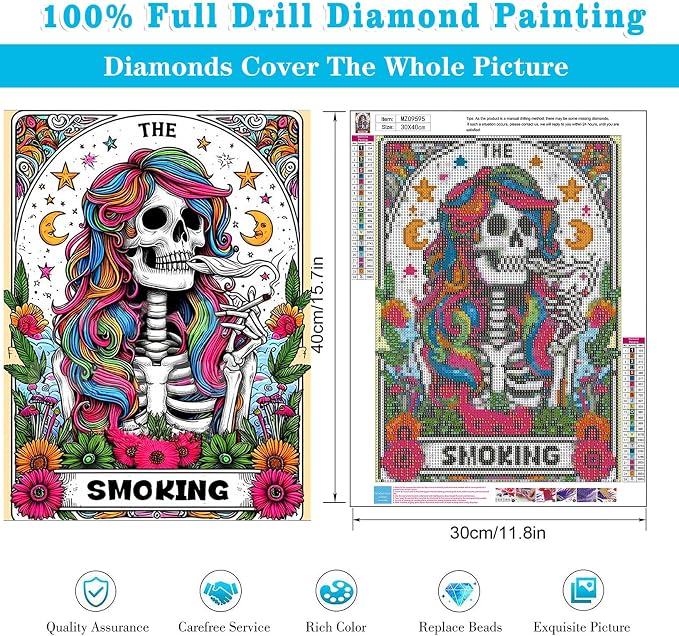 Meothan Diamond Art Kits for Adults Skull Diamond Painting Kit 12x16in